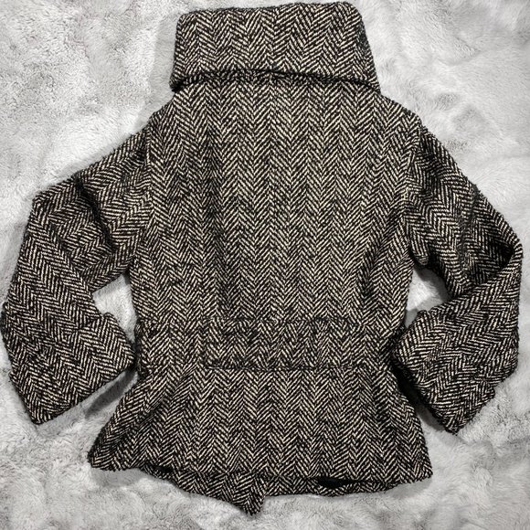 ZARA Peacoat Tweed Cowl Neck Double Breasted - Picture 3 of 8